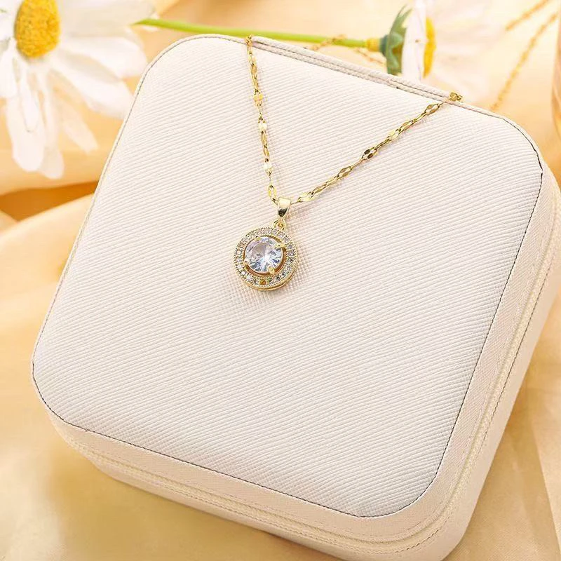 时尚气质圆形镶钻项链挂车链接勿拍-GY