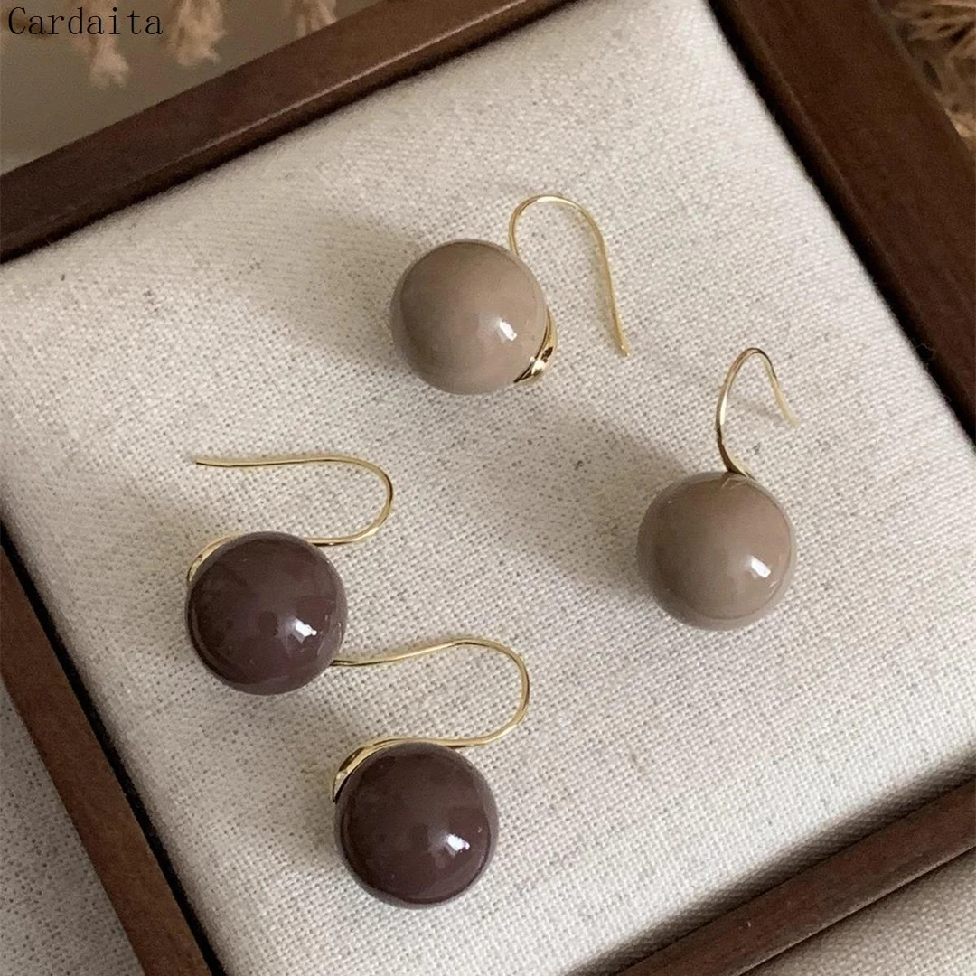 黄铜锆石耳饰 法式复古耳环气质百搭少女港风温柔冷淡风设计感可