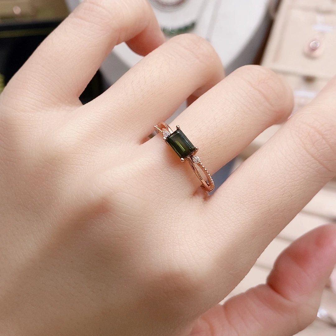 碧玺银S925镶嵌戒指戒指