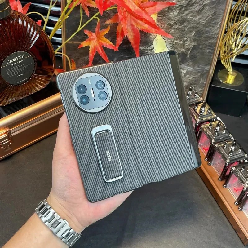 适用华为MateX6/X5/X3典藏版折叠屏手机壳碳纤维纹理翻盖皮套