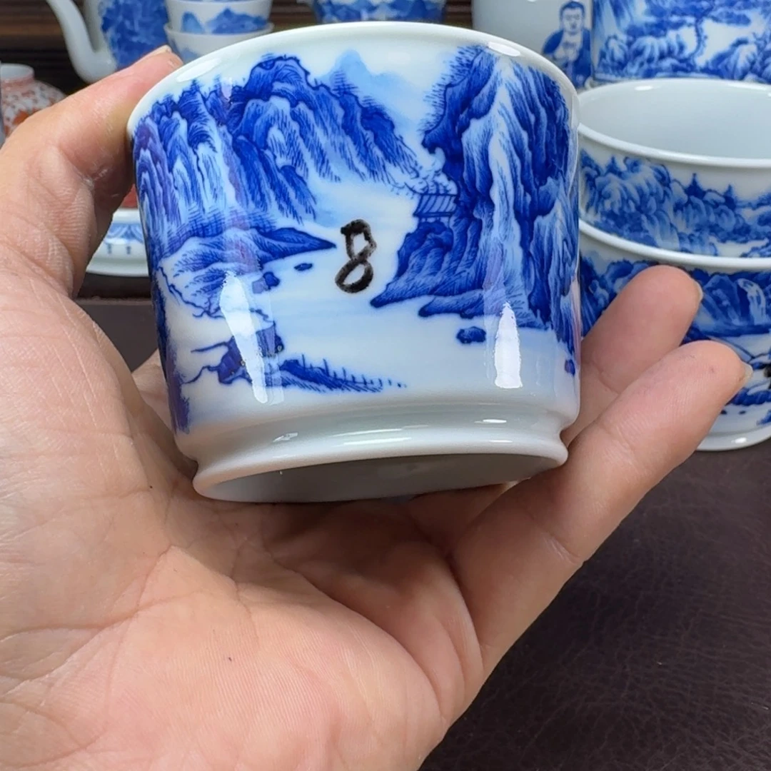 鹰***熊瓷片当代景德镇陶瓷手绘茶具