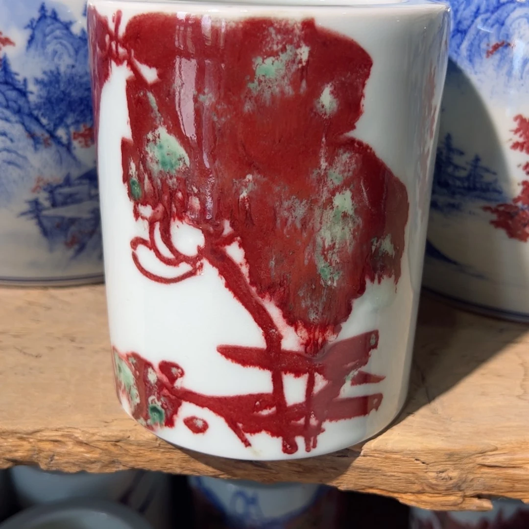 摆件景德镇陶瓷釉里红瓷器