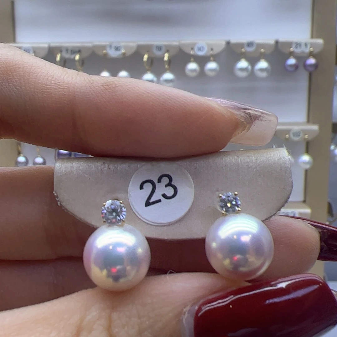 淡水珍珠耳饰18K金镶嵌