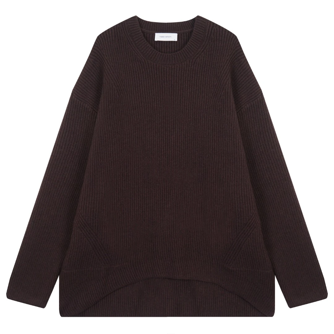 圆领极简 加厚纯色高级感厚实保暖百搭宽松毛衣 3301