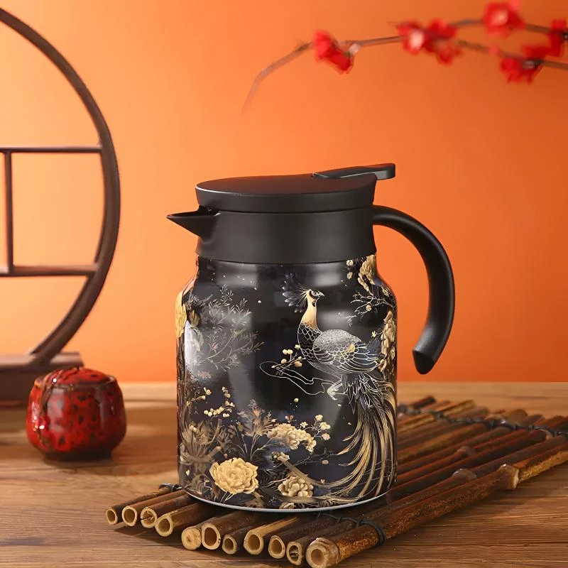 金羽栖凤焖茶壶家用复古大容量保温壶带手柄带茶隔泡茶壶礼品壶
