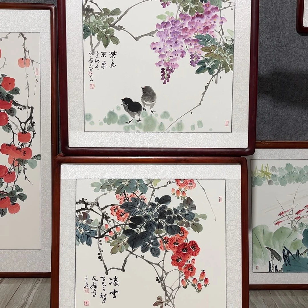 国画书画作品带框63×63