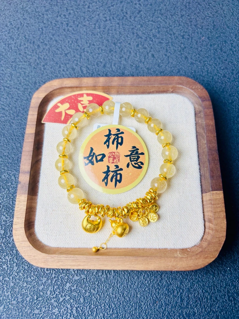 足金平安喜乐流苏葫芦胖福黄金盘缠手串搭配送人礼物时尚