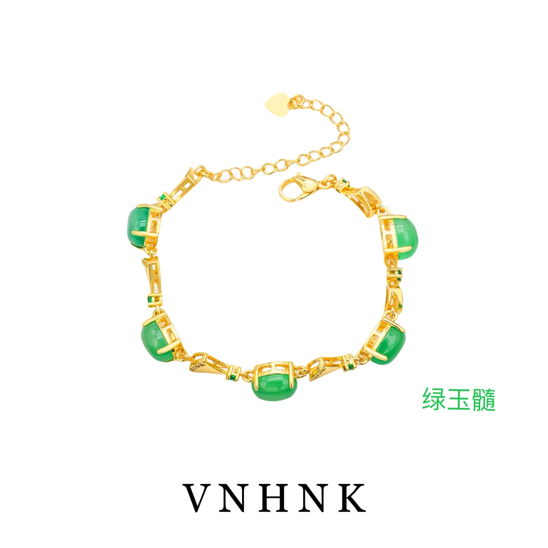 美可儿    M533   金色(22cm)时尚绿玉髓手链