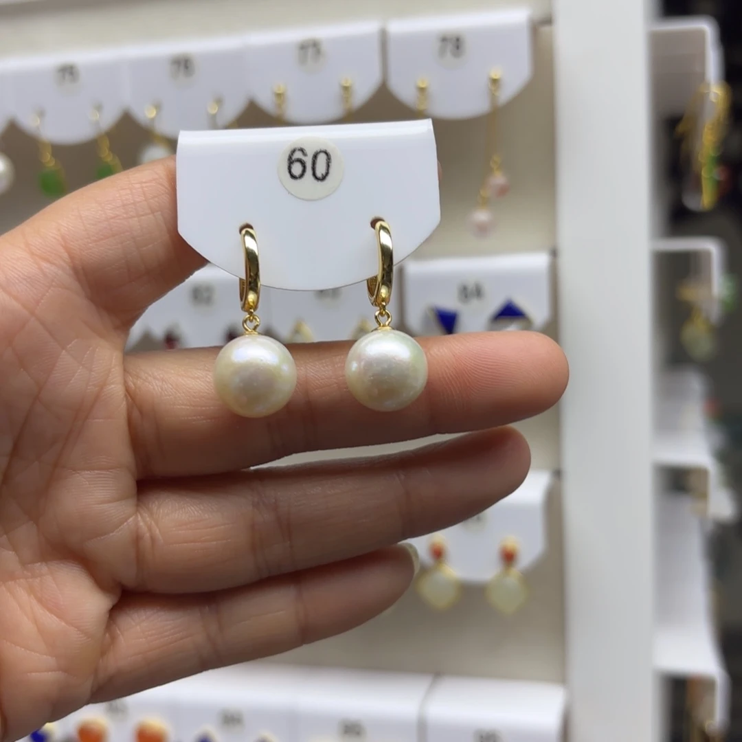 银S925镶嵌淡水珍珠耳饰