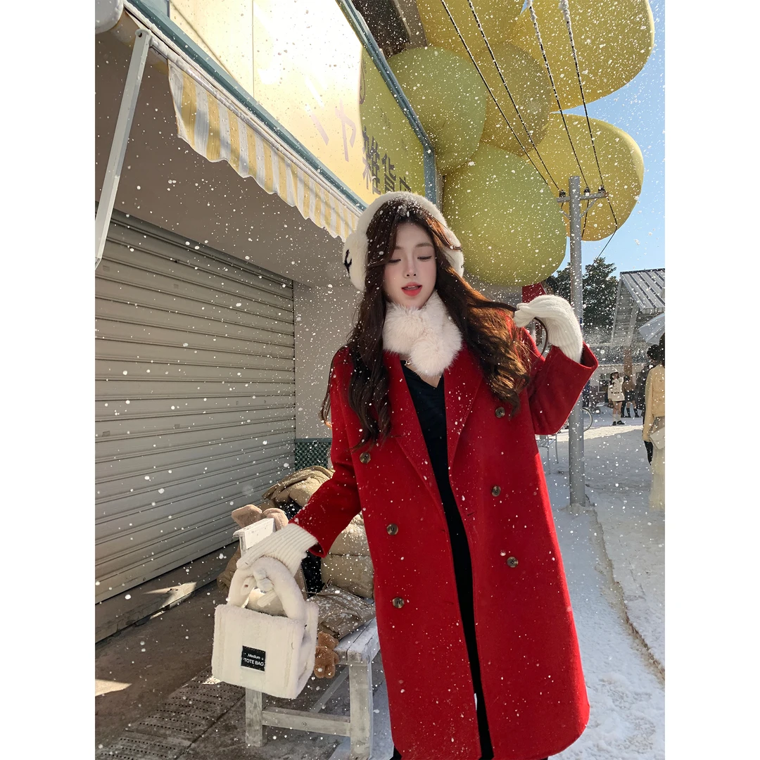 我是你的cc阿 艾洛蒂娜~秋冬宽松中长款高质感双面呢长款大衣外套