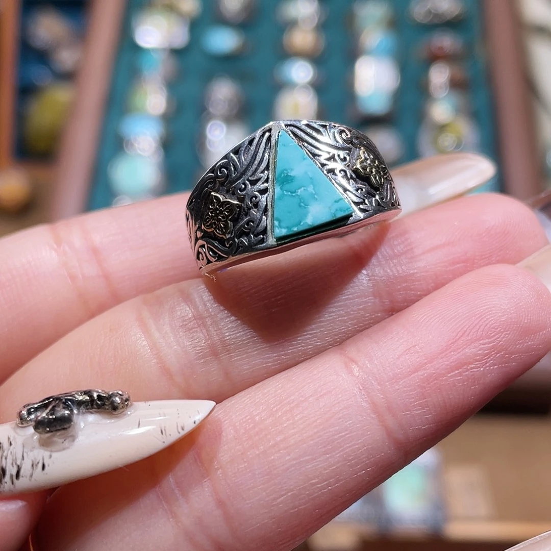 绿松石银S925镶嵌戒指戒指