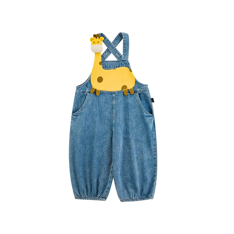 YOEHYAUL/幼悠夏季背带裤儿童玩偶卡通韩版牛仔汉服N5837