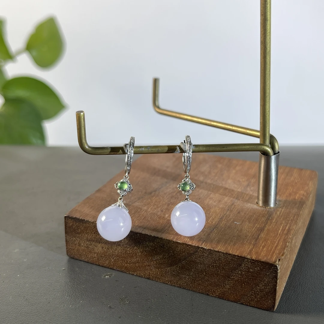 JGB22-148  天然缅甸A货翡翠  18K含钻镶嵌耳饰