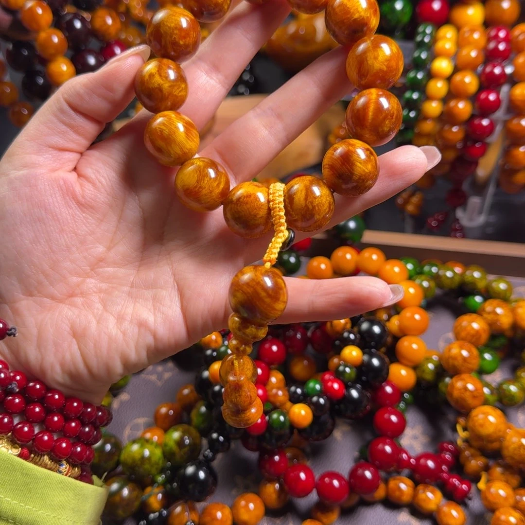 松木琥珀木手串留疤黄油