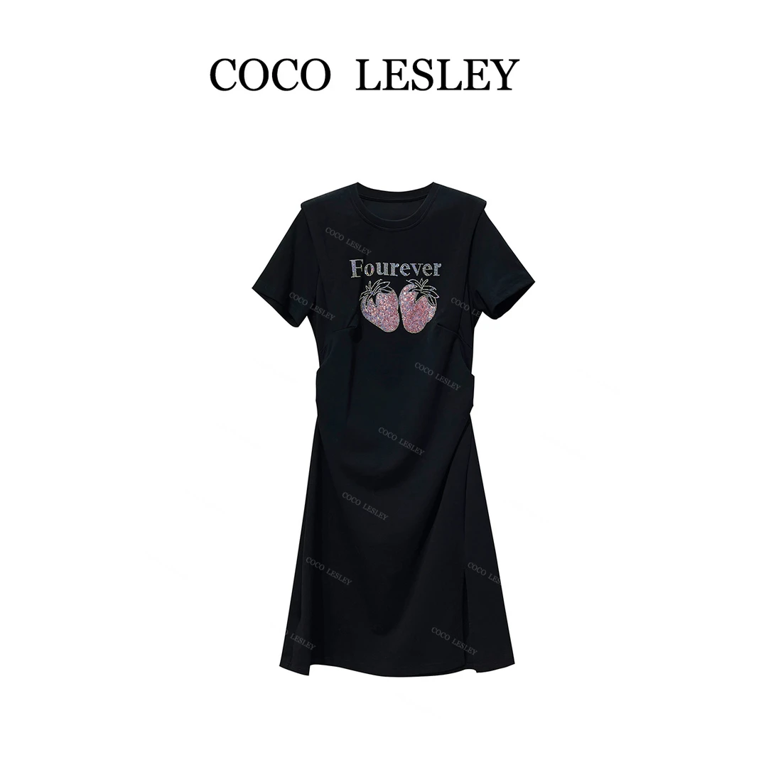 COCO LESLEY/时尚休闲显瘦中长款连衣裙80060