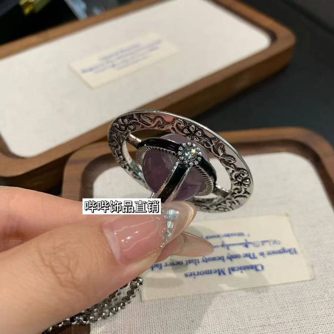 钛钢项链 BIBI【复古银紫星球】G030