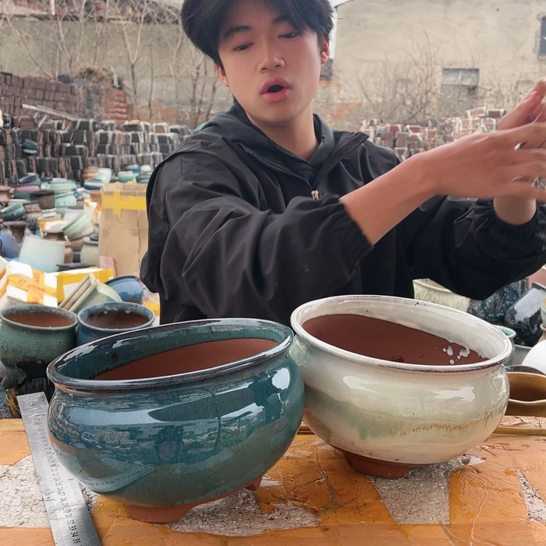 宜兴紫砂粗陶花盆