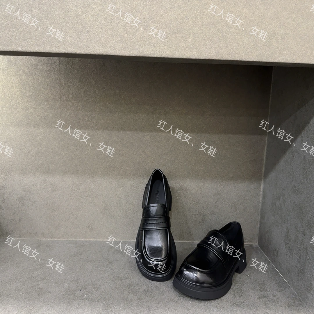 810高级感十足通勤又百搭黑色厚底乐福皮鞋1-11