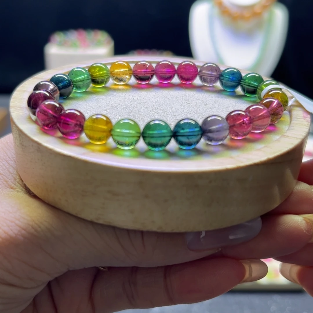 未镶嵌碧玺手链老矿7.8mm