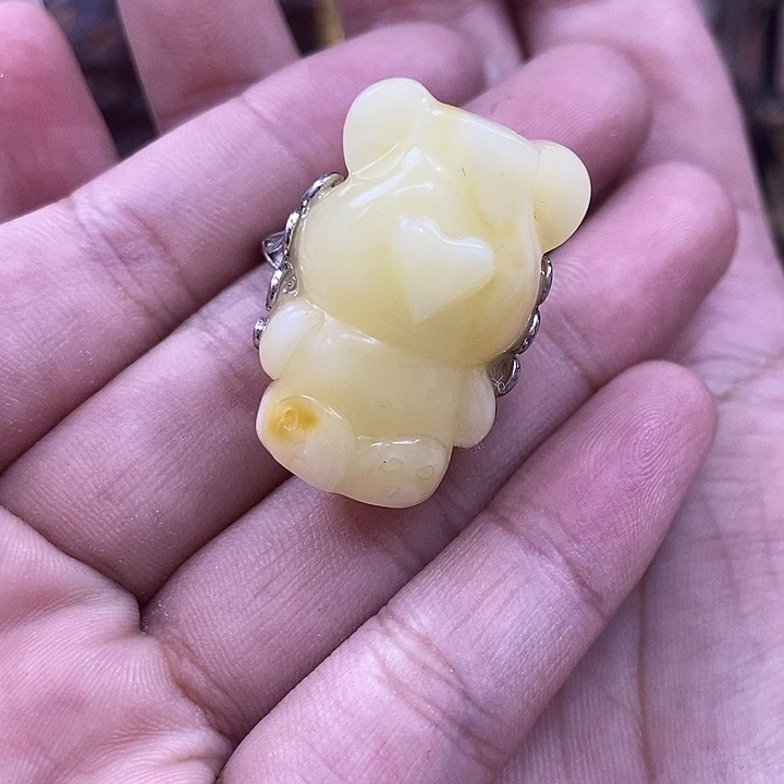 琥珀银S925镶嵌戒指戒指