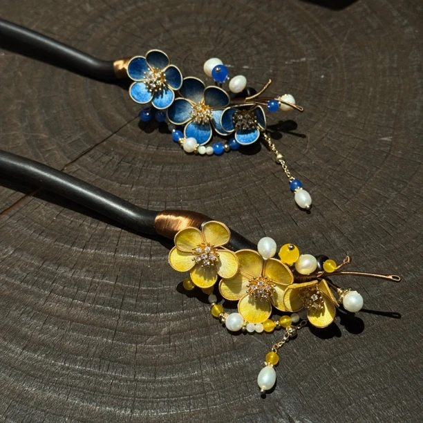 掐丝梅花 发簪 非遗掐丝发簪发钗桑蚕丝发饰