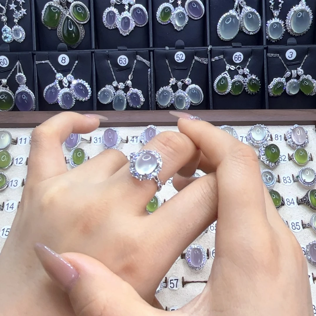 不****岫玉银S925镶嵌戒指