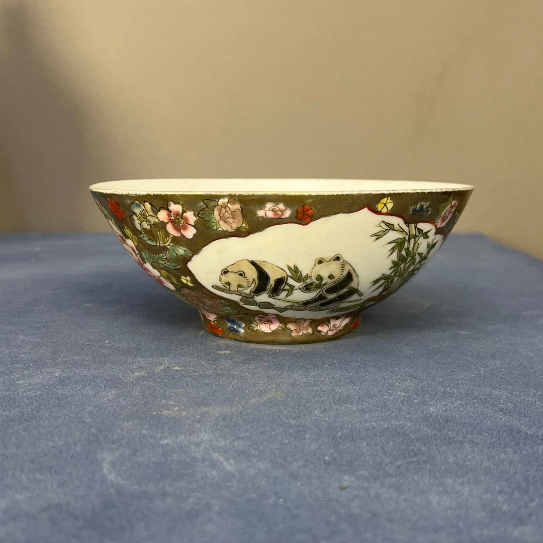 【微瑕慎拍】123景德镇老厂瓷金地万花系列赏碗