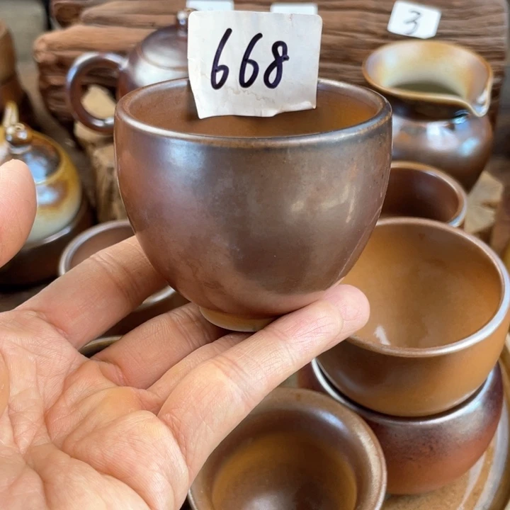 杯懿*建水紫陶白泥柴烧杯