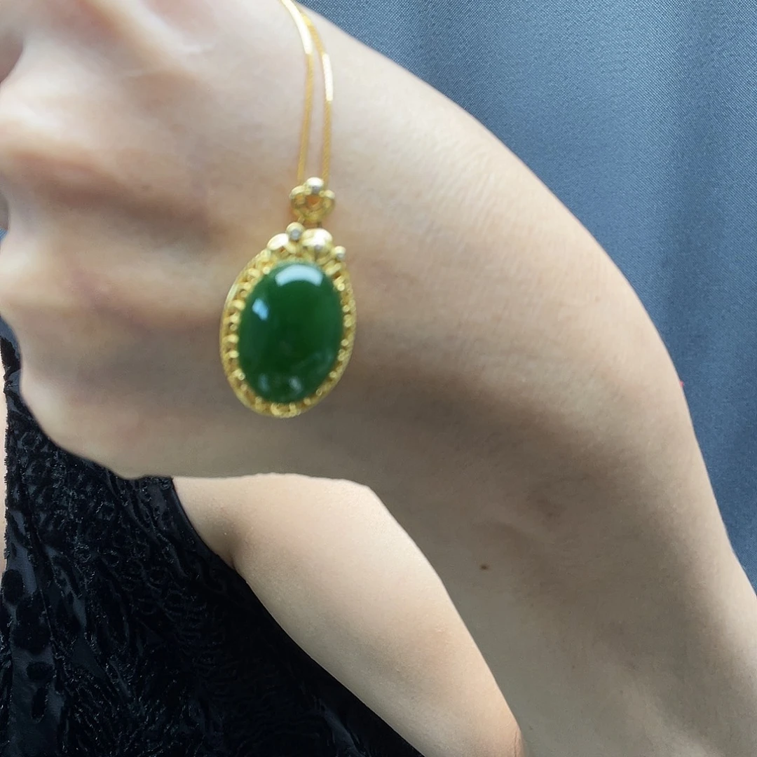 和田玉银S925镶嵌颈饰