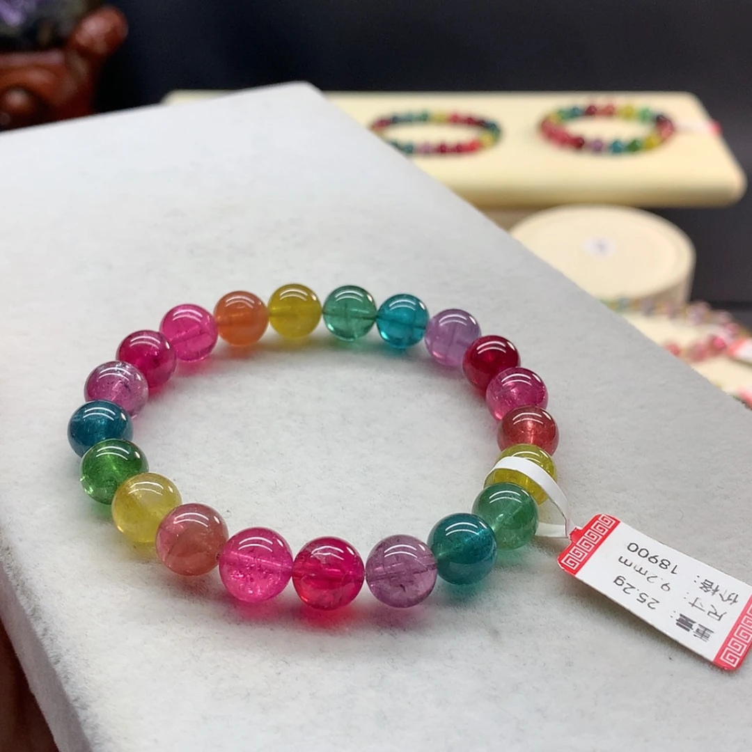 【闪购商品】未镶嵌手链碧玺彩虹色标单圈9.2