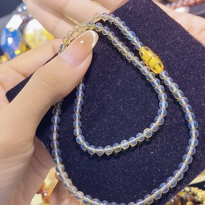 蓝珀未镶嵌珠宝奇石墨西哥蓝珀项链4