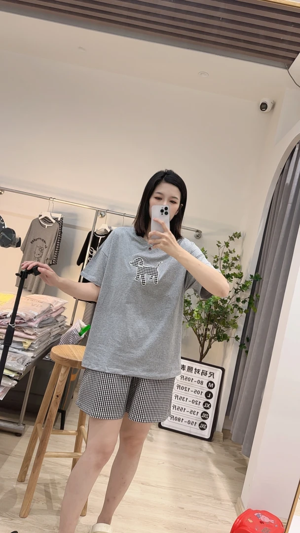 爽棉薄款短裤套装韩版休闲短袖夏季家居服套装拼接睡衣时尚可外穿
