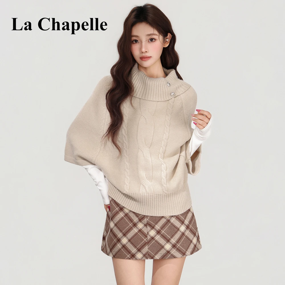 拉夏贝尔韩系复古麻花针织毛衣女2025秋冬新款设计感小众宽松上衣