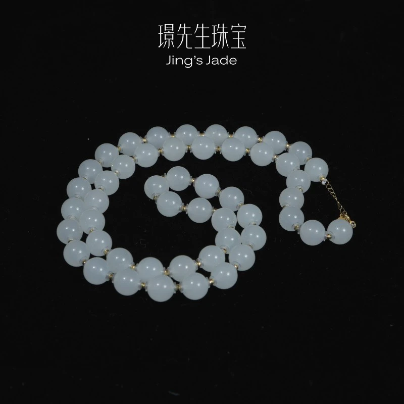 流金|18K金镶新疆和田玉羊脂白玉项链多样性发*JYSP239*【JY】