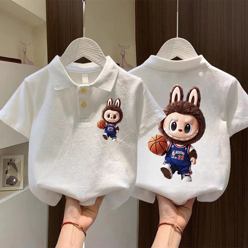 儿童短袖男女童POLO卡通拉布布爆款2025新款洋气夏季宝宝翻领上衣