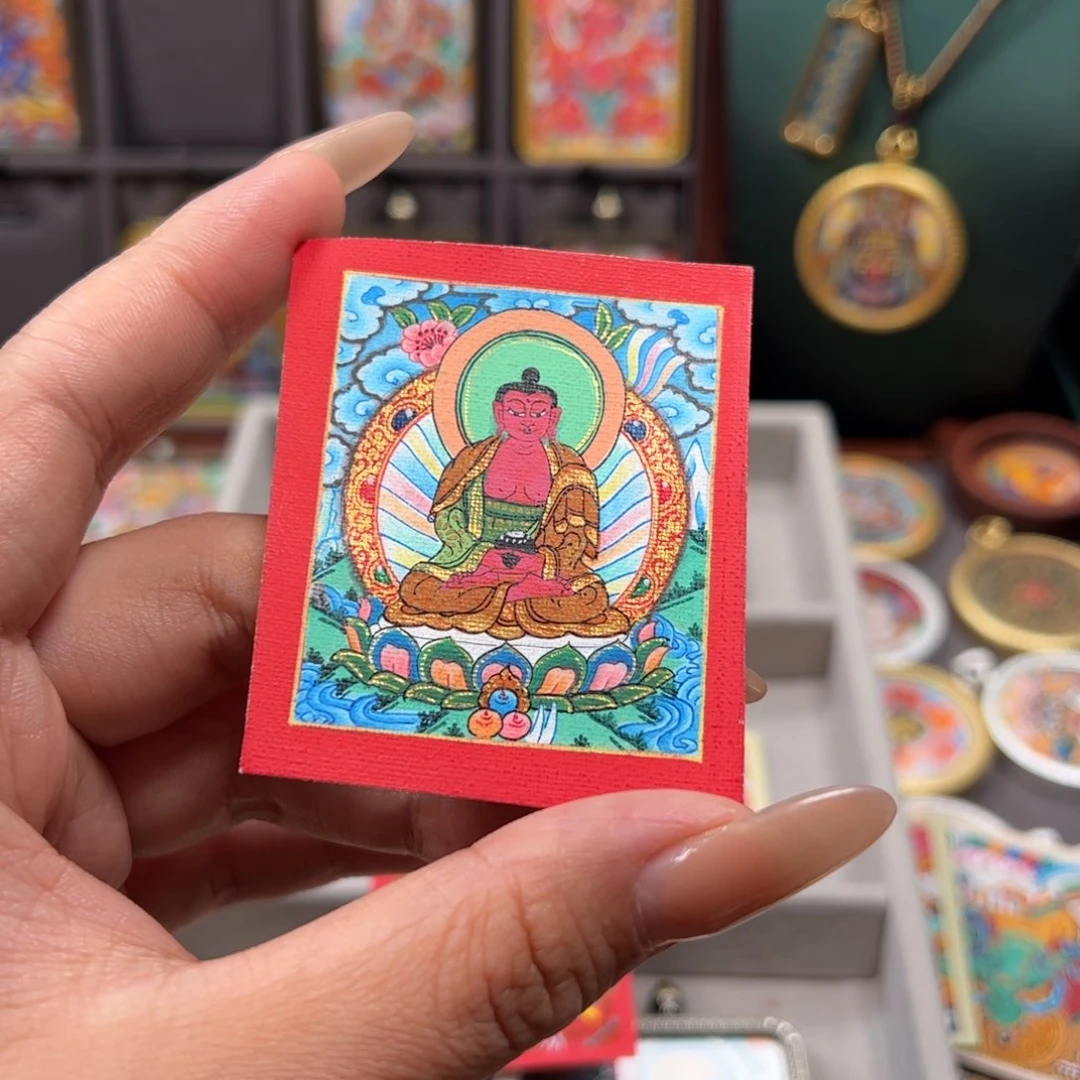 吊坠萍*儿阿弥题材手绘唐卡