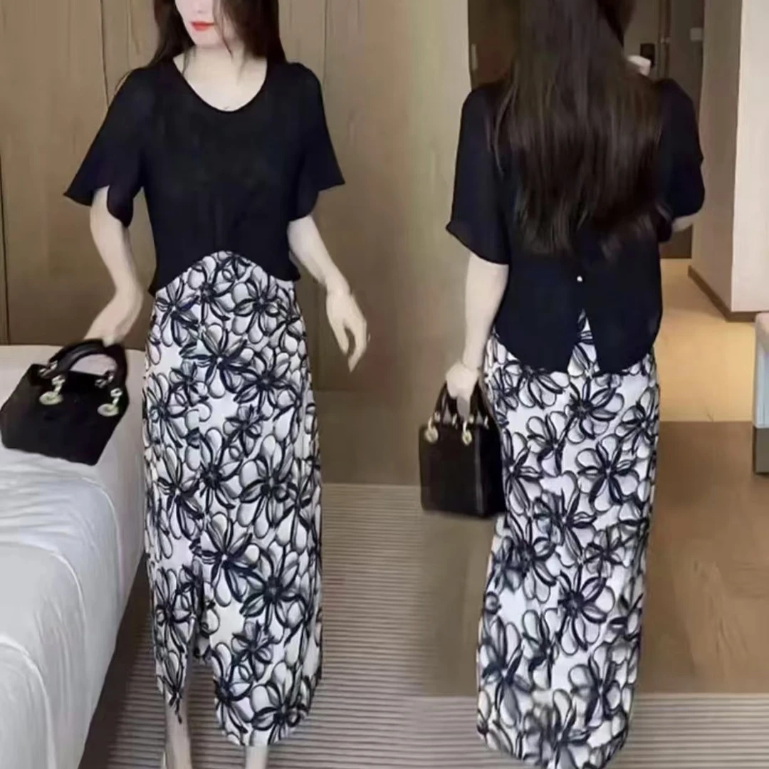 2059夏季新款气质两件套连衣裙显瘦碎花连衣裙女夏季