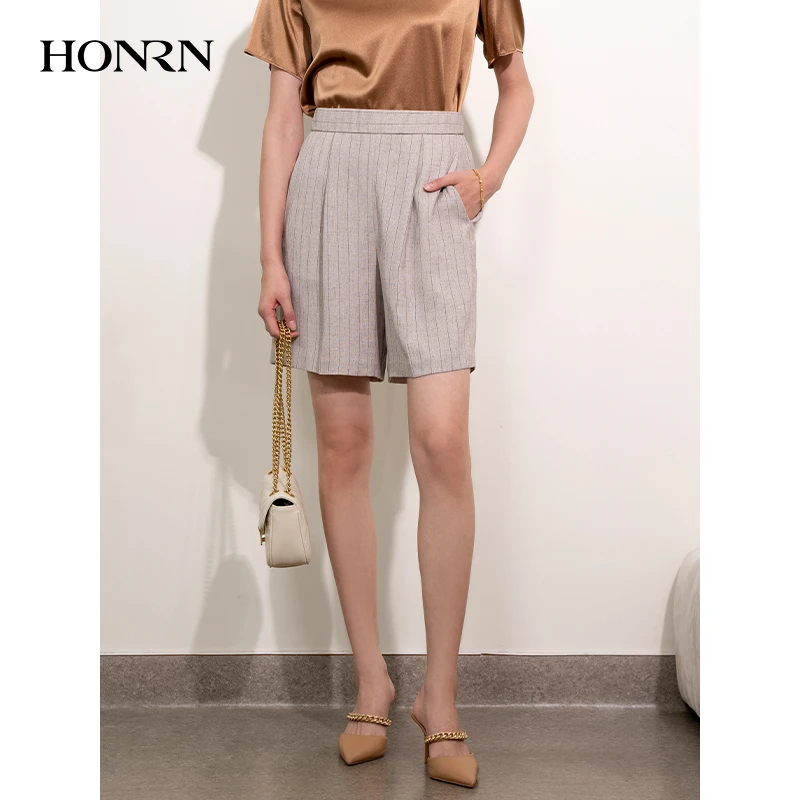 HONRN/红人宽松显瘦薄款裤子直筒阔腿休闲短裤女外穿夏HI22OK227