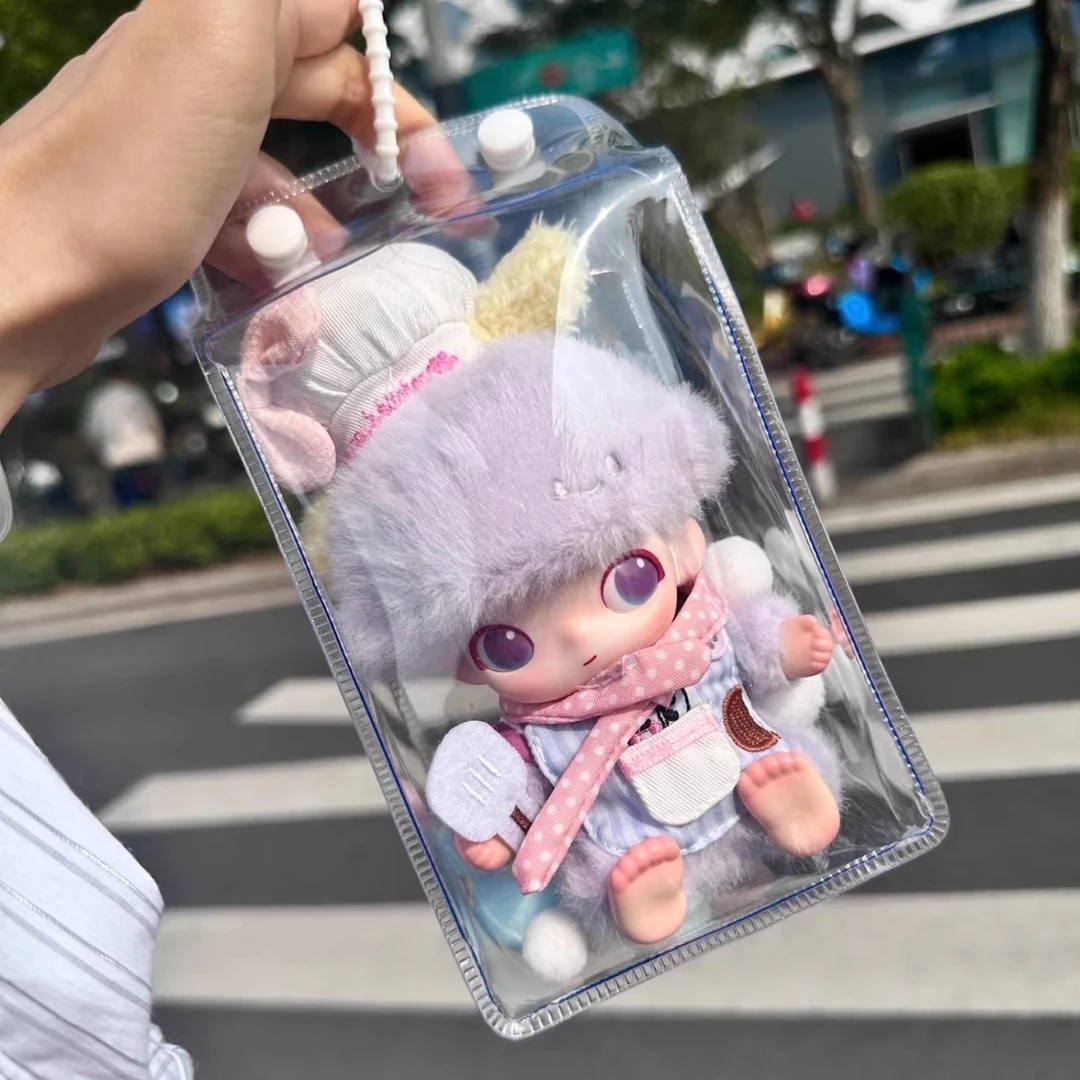 Dimoo新生日记娃包保护套全透明方糖包13cm搪胶娃防尘收纳遛娃包