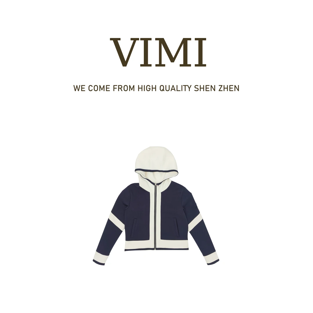 VIMI·秋冬厚款针织撞色拼接长袖连帽外套NS17031
