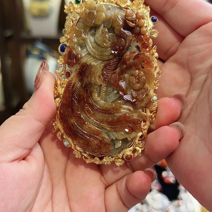 翡翠颈饰银S925镶嵌古风