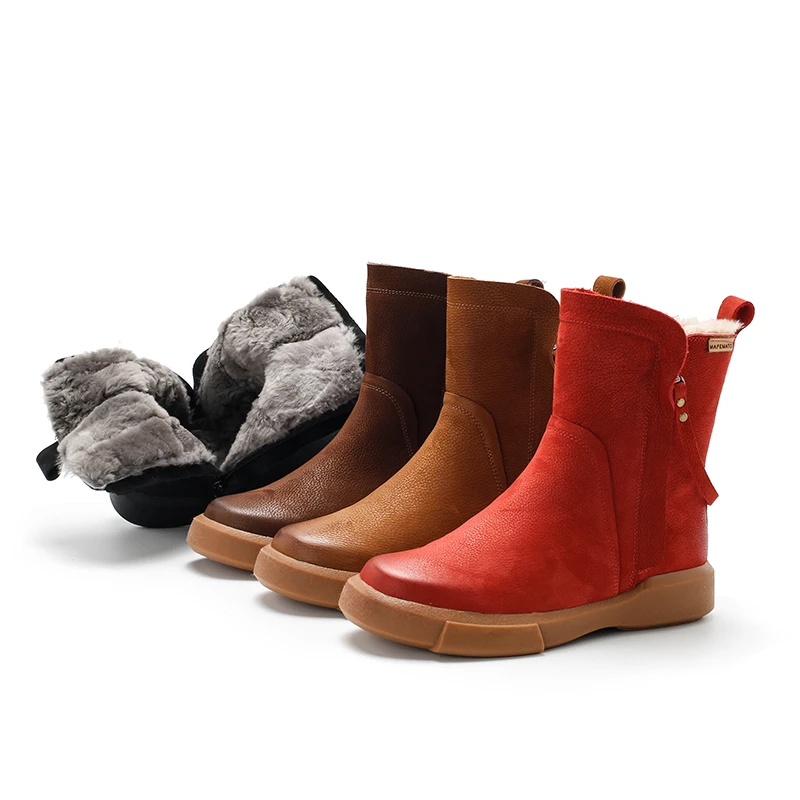 羊皮毛一体雪地靴女8021-131秋冬防寒保暖百搭短筒大棉厚底女靴