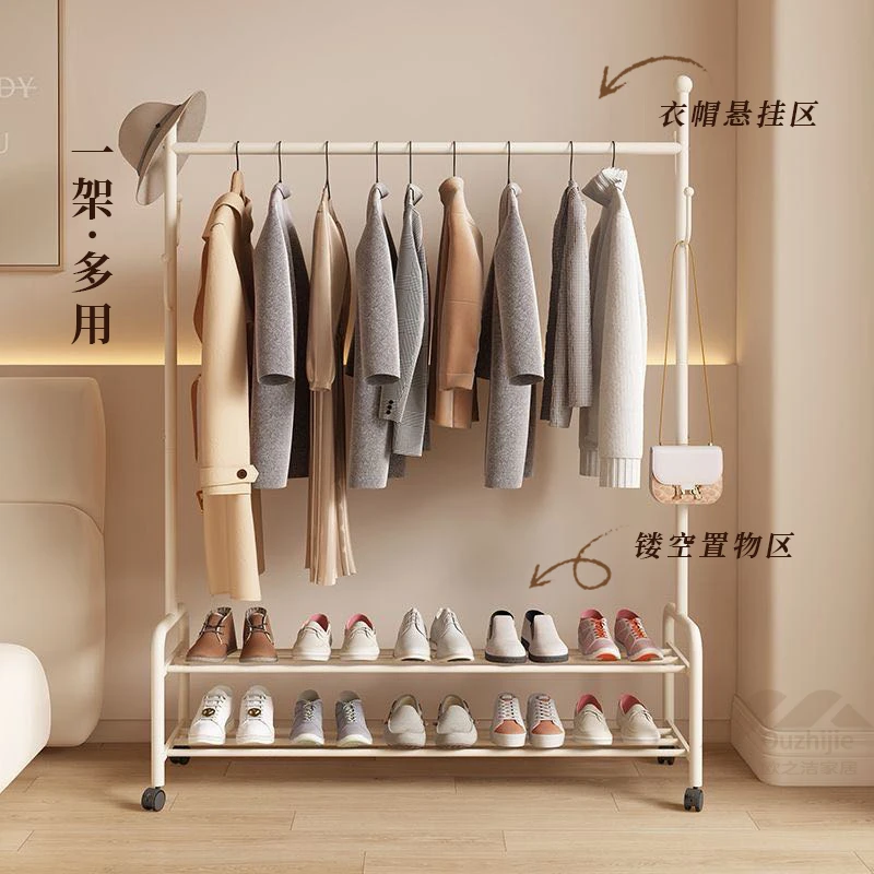 轻奢单杆加粗加厚移动衣帽架阳台卧室客厅落地衣架家用收纳