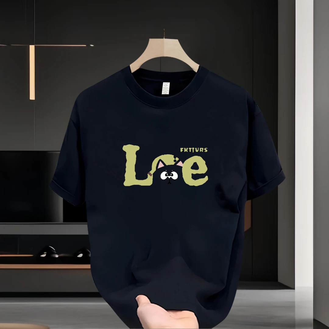 短袖男款爆款新款夏季T恤100%纯棉套装潮流印花宽松时尚半袖轻奢