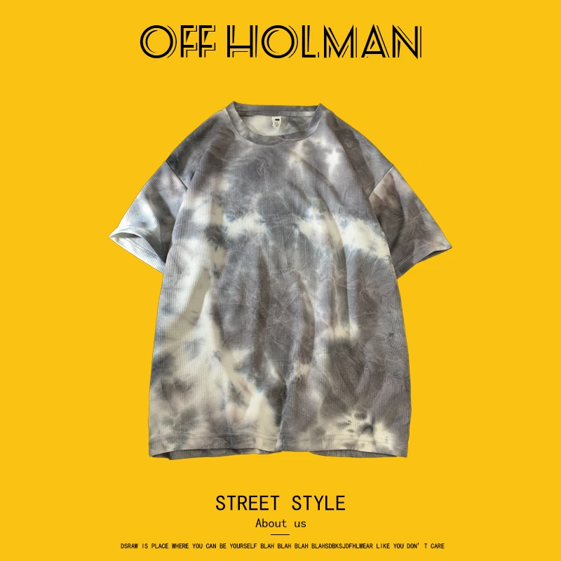 OFF HOLMAN新款潮流时尚百搭休闲短袖美式夏季扎染宽松个性T恤