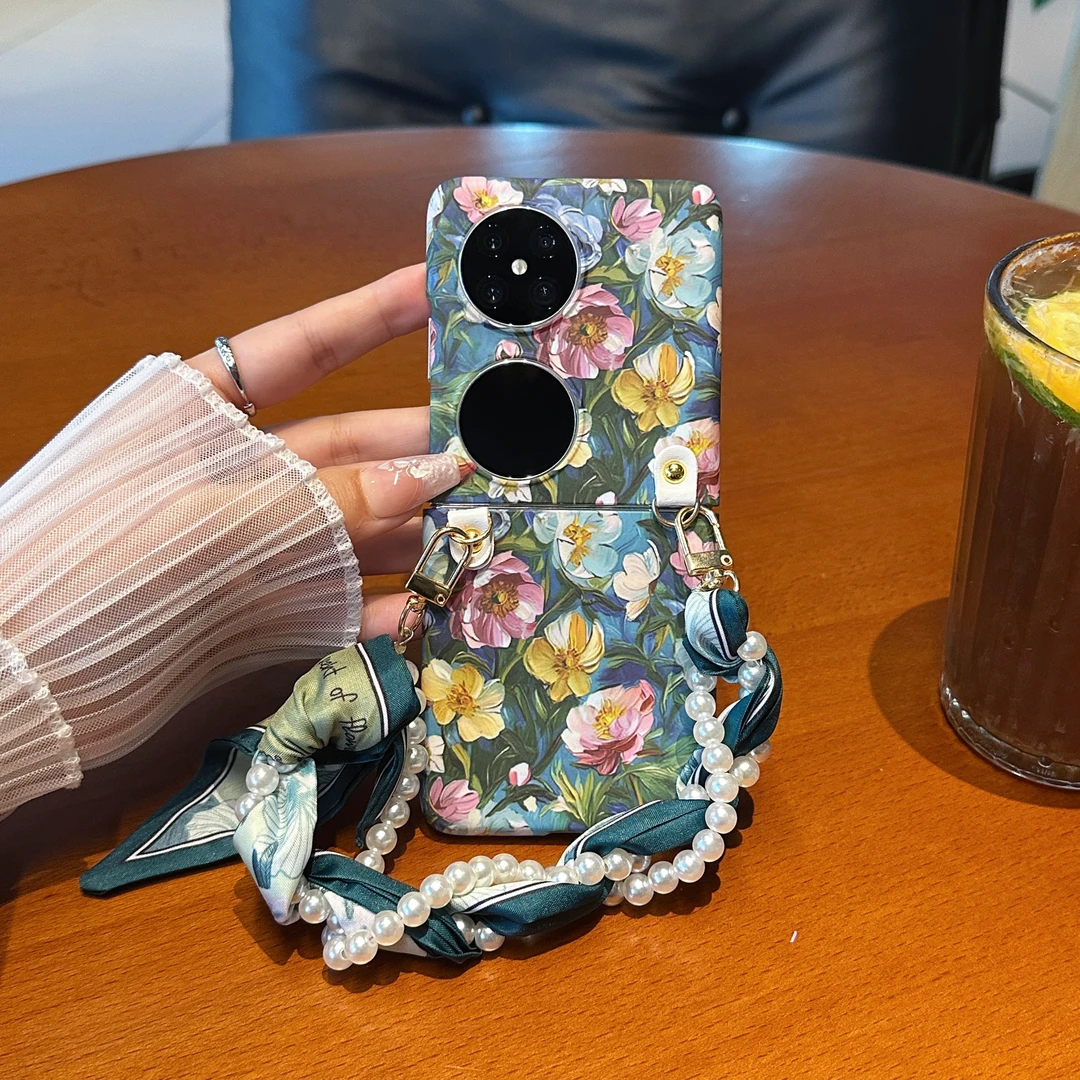 复古油画印花适用华为pocket2折叠手机壳oppon3flip超薄小米荣耀