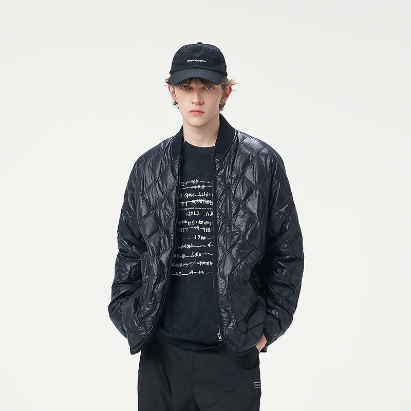 【INXX】龟裂纹路轻薄羽绒服侧开叉拉链短外套男女同款XRF3151294