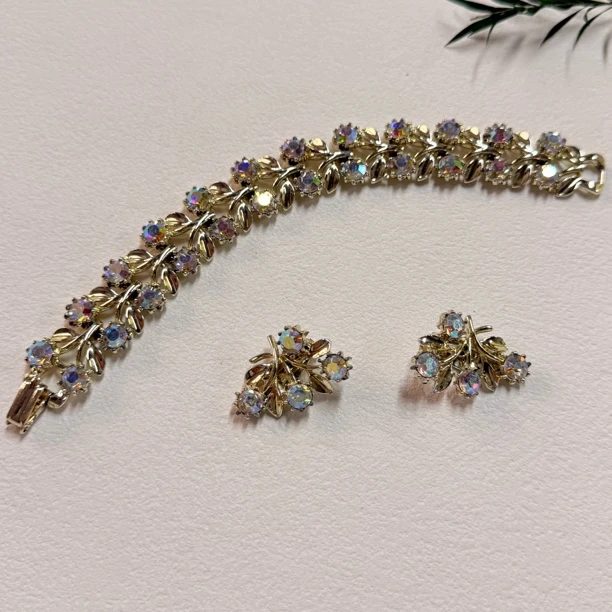 铜合金合成锆石手链 【六六中古】孤品复古手链套装ty3055手围18