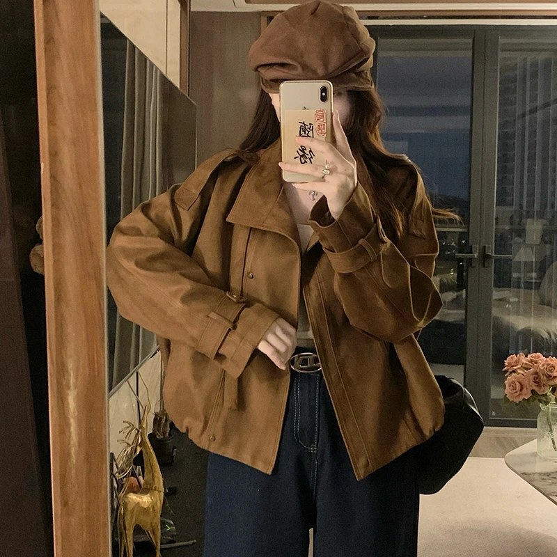 学院风百搭减龄夹克开衫上衣2025秋冬季新款美拉德超好看短款外套