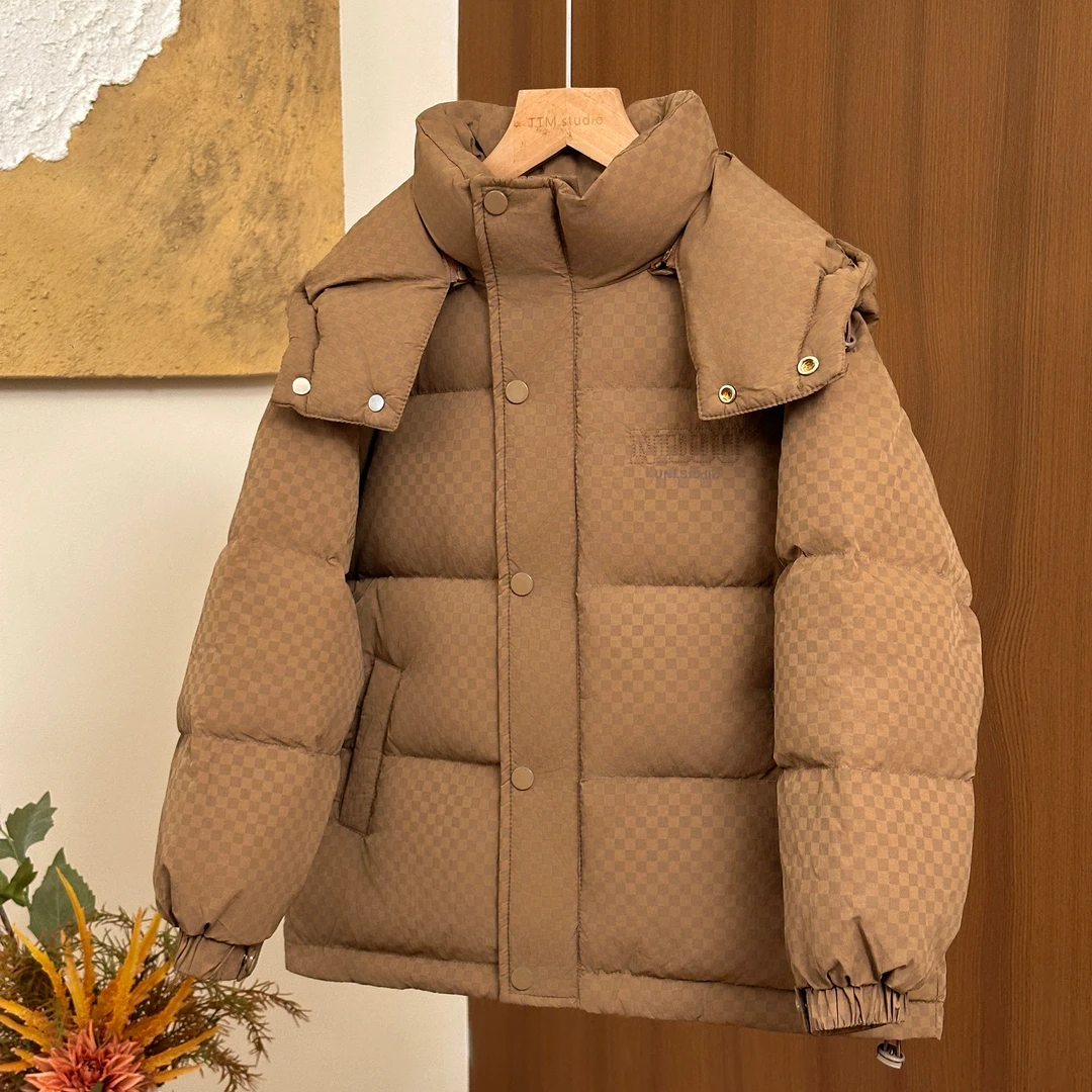 【2023373】男童冬新款儿童羽绒服纯色连帽雪山防寒外套休闲潮牌